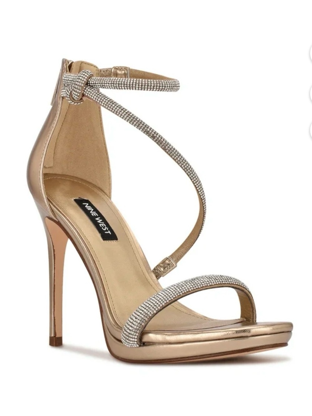 Nine West Rose Gold Crystal-Strap Stiletto Sandal size 6